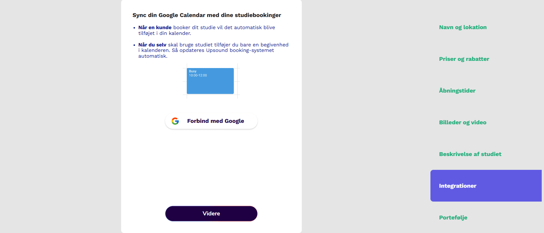 Upsound Google Calendar